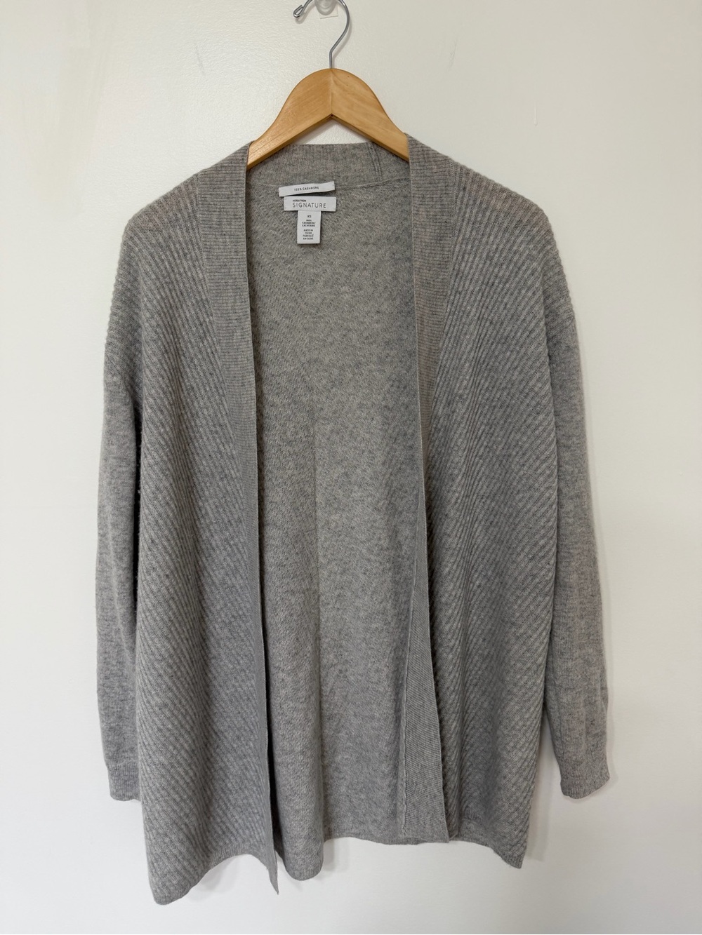 Nordstrom 100% Cashmere Light Grey Open Cardigan Women’s XS Luxury Lounge Cozy